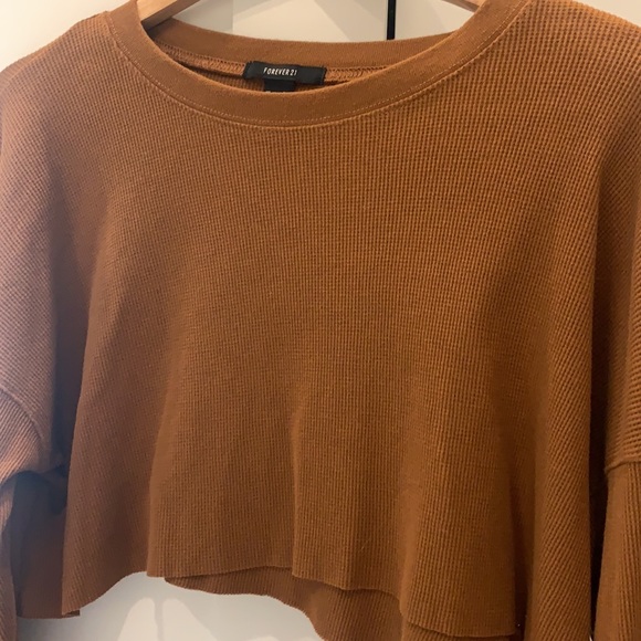 Copper cropped waffle long sleeve - Picture 2 of 4